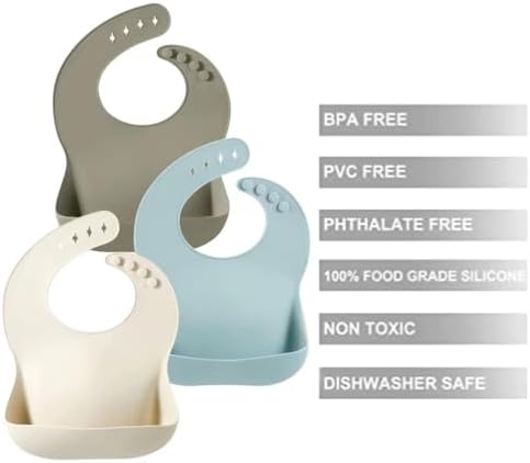 PandaEar Set of 3 Silicone Baby Bibs Waterproof, 10-72 Months - Image 7