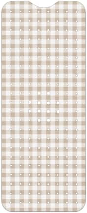 Khaki Checkered Bathtub Mat Non Slip 40x16 Inch Extra Long Bath Mat, Modern Art by Denifeiya