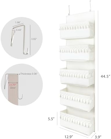 Dahey Over The Door Organizer 5 Pockets Hanging Behind Door Storage - Image 6