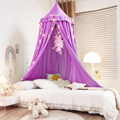 Kertnic Decor Princess Canopy for Girls Bed, Soft Smooth Playing Tent Canopy - Image 7