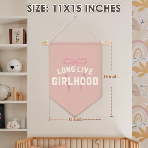 Wheatwin Girls Room Decor, Long Live Girlhood Wall Hanging Pennant Flag Banner - Image 7