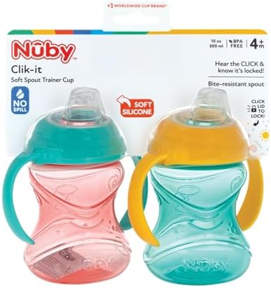 Nuby Clik-It Soft Spout No-Spill Training Sippy Cup - 10 oz - 4+ Months - - Image 6