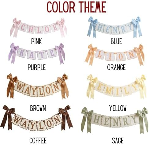 Custom Embroidered Baby Banner, Personalized Baby Name Banner, Scallopped Bow - Image 6