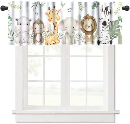 Kids Animals Curtains Valance for Baby Boys Girls Nursery Bedroom Watercolor - Image 6