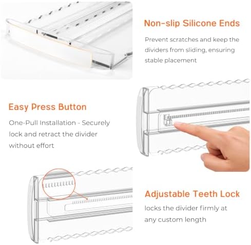 8 Pack 2.36" High Shallow Drawer Dividers, 12.5"-21.3" Expandable - Image 6