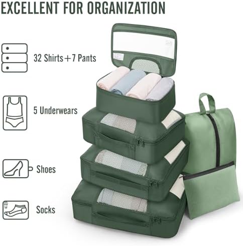 Veken 8 Set Packing Cubes for Travel Essentials, Anti-Wrinkle Buckled Suitcase - Image 6