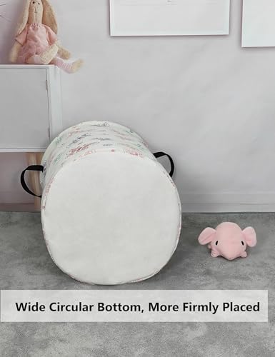 Foldable Waterproof Round Fabric Laundry Basket Home, Colorful Butterfly - Image 7