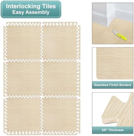 Sorbus Wood Grain Floor Tiles Foam Mat EVA Interlocking Mats Tile 3/8-Inch - Image 7