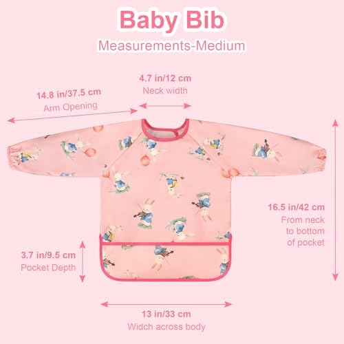 Accmor 5 Pack Long Sleeve Bibs, Baby Smock Waterproof Sleeved Bib Smock - Image 7