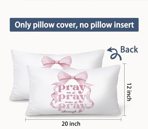 Girly Room Decor 12x20 Pillow Cover, Pray on Over Through It Bible Verse - Image 7