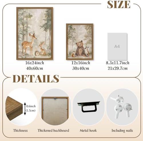 Clicyre Woodland Nursery Wall Decor, Forest Animal Canvas Wall Art 16x24 In - Image 7