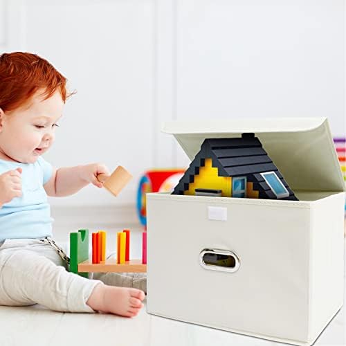 Linen Fabric Foldable Collapsible Storage Cube Bin Organizer Basket Fabric - Image 6