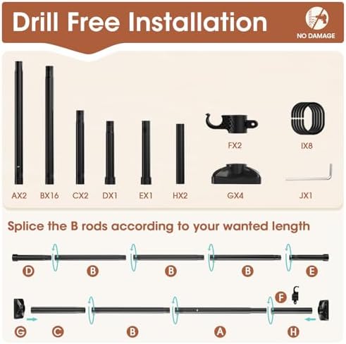 SUNALLY Room Divider Curtain Rod, No Drilling Room Separator - Image 6