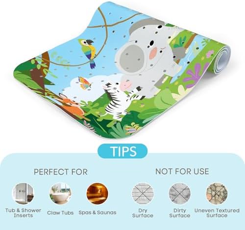 SHUCHING Baby Bath Mat for Tub Non Slip-40x16 Inch, Safari Animal - Image 7