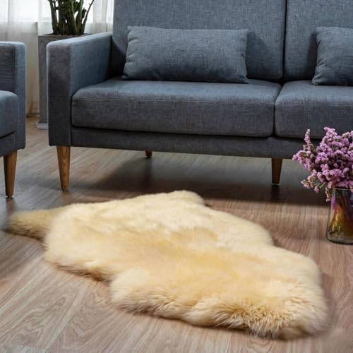 Genuine Real NZ Sheepskin Area Rug Fluffy Lambskin Living Room Cream 2x3ft - Image 6