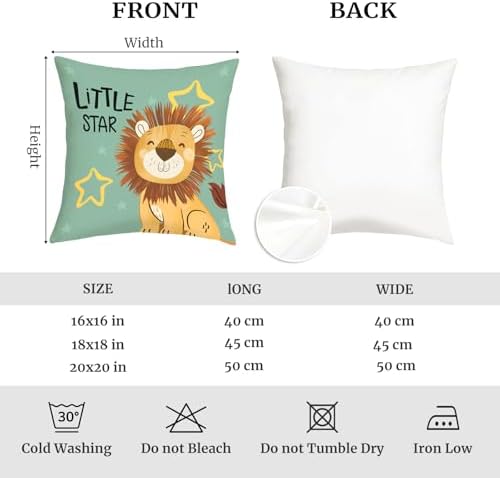 18x18 Set of 4 Kids Cartoon Animals Throw Pillow Cushion Covers - Image 7