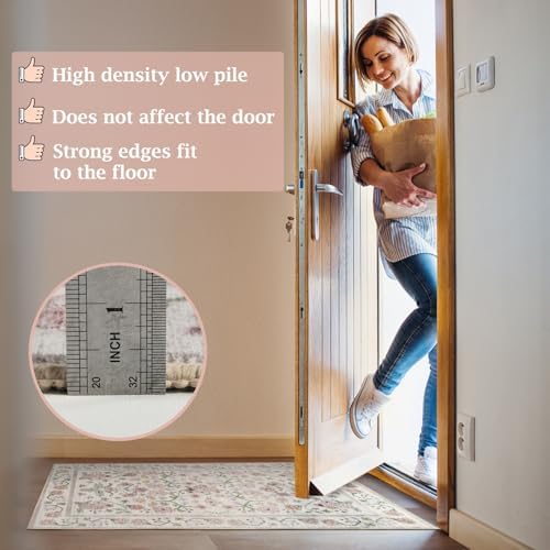 Maxsoft 2x3 Pink Floral Small Door Mat Indoor Entrance Modern - Image 7