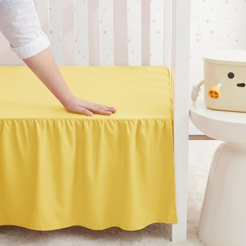 SiinvdaBZX Yellow Crib Skirt Dust Ruffle, Microfiber Crib Bed Skirt - Image 7