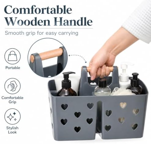 Gray Portable Shower Caddy, Plastic Basket Organizer - Image 6