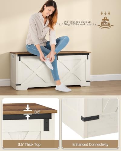 Hzuaneri 43" Farmhouse Storage Chest and Bench | 55 Gal | 330lb Seat - Image 6