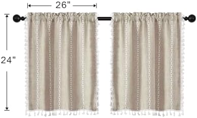 MitoVilla Boho Kitchen Curtains 24 Inch Length, 2 Panels Farmhouse Cafe - Image 7