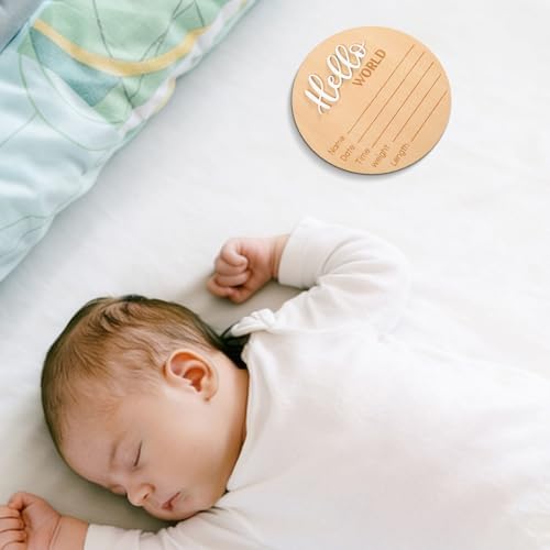 Baby Announcement Sign, Wooden Hello World Newborn Signs Birth Name Sign - Image 7