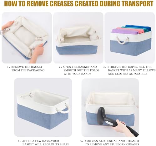Storage Bins with Sturdy Cotton Handles, Fabric Storage Baskets - Image 7