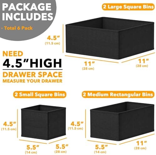 SpaceAid Drawer Organizer for Clothes, 6 Pack Dresser Drawer Organizer Bins - Image 6