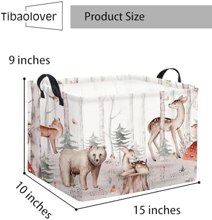 Rectangular Woodland Animal Basket Kids Baby Storage Basket Cute Storage Bin - Image 6
