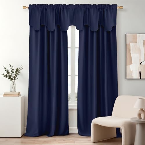 NICETOWN Navy Blue Blackout Curtain Valance Tier - Image 6