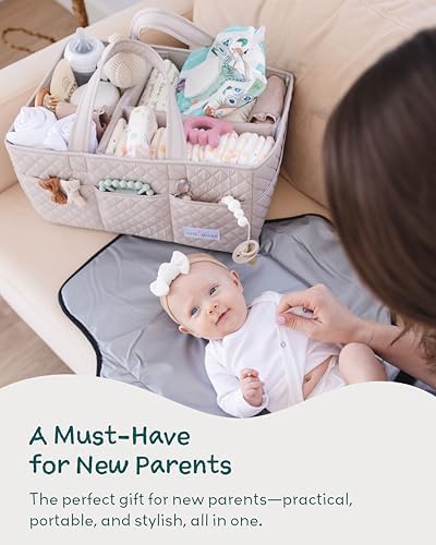 Lily Miles Baby Diaper Caddy Organizer, Quilted Nursery Storage Organizer - Image 6