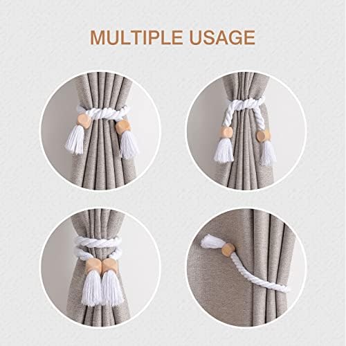 NICEEC 2 Pack Wooden Cube Magnetic Curtain Tiebacks Boho Home Decor Drape Tie - Image 6