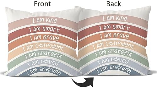 QIYUHOY Kids Classroom Reading Corner Rainbow Throw Pillow Covers, 18x18 in - Image 7