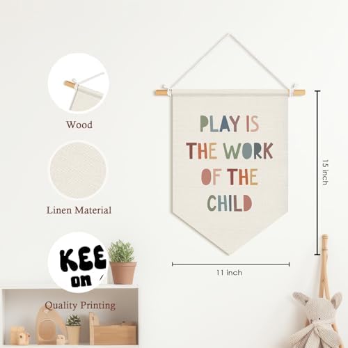 Playroom Wall Decor, Play Wall Hanging Pennant Flag Banner - Image 7