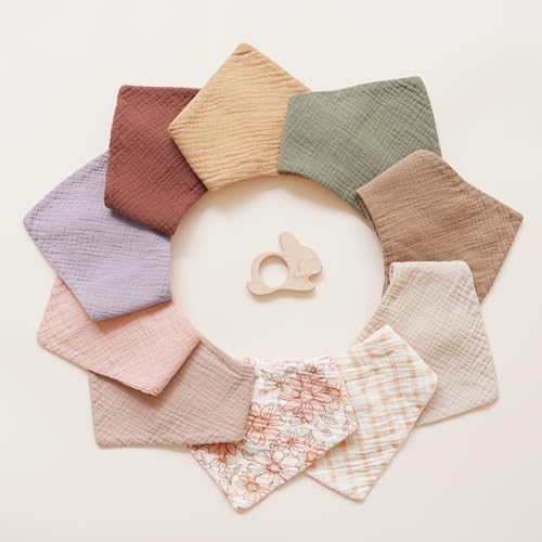 Konssy 10 Pack Baby Muslin Bandana Bibs - Image 6