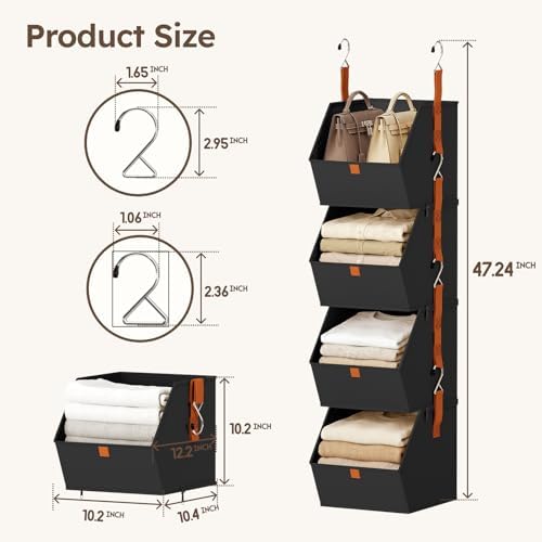 Homsorout Hanging Closet Organizer 4 Tier - Image 6