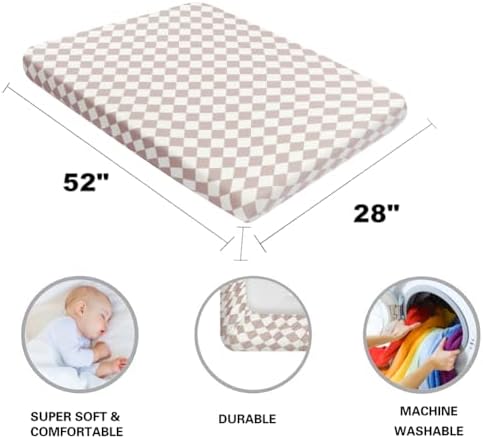 Fitted Baby Neutral Crib Sheets Bear and Buffalo Check Plaid Breathable Unisex - Image 7