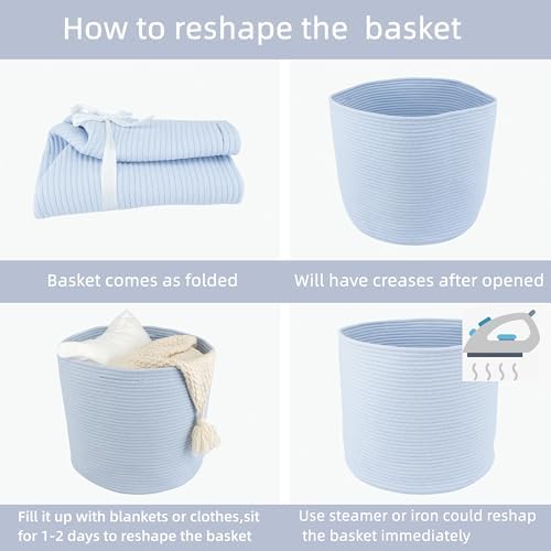 XUANGUO Cotton Rope Basket For Girls Boys Kids 16”X14 Blue - Image 7