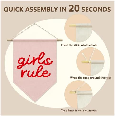 Girls Room Wall Decor, Girls Rule Pennant Hanger Banner - Image 6