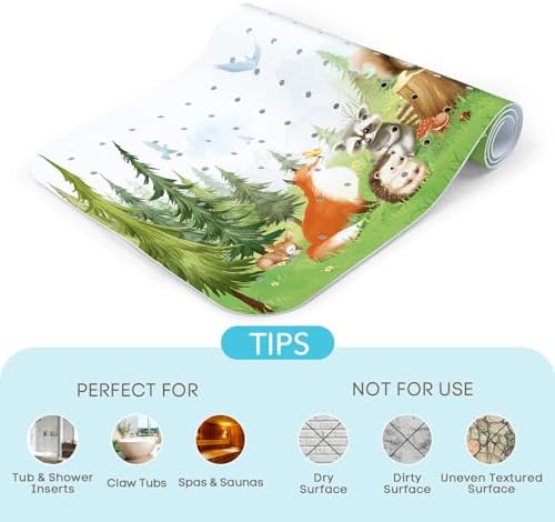 SHUCHING Baby Bath Mat for Tub Non Slip-40x16 Inch, Woodland Animal - Image 7
