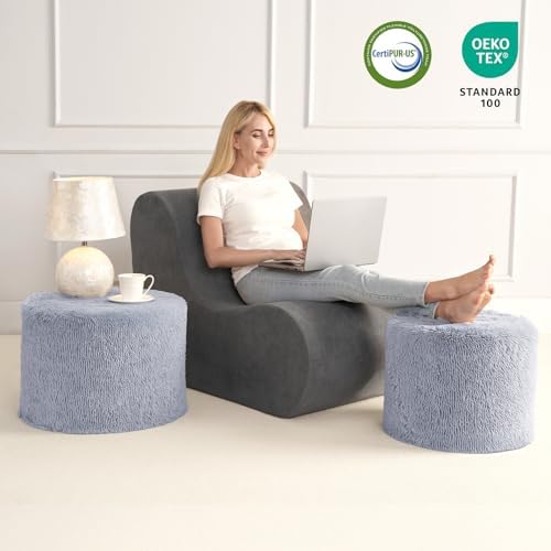 Hansleep Round Pouf Ottoman Foot Rest, 17 x 14 Inch - Image 6