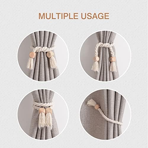 NICEEC 2 Pack Wooden Cube Magnetic Curtain Tiebacks Boho Home Decor Drape Tie - Image 6