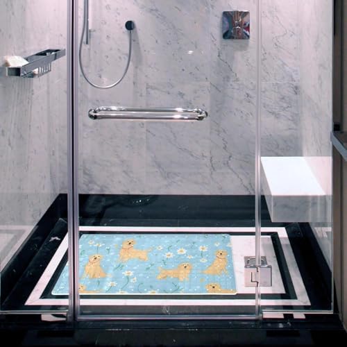 Shower Mat Non Slip, Dogs Daisies Anti Slip Bath Mat - Image 6