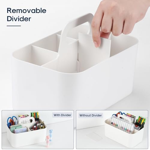 Multiuse Caddy Organizer with Handle, Portable Divided Plastic Tote Bin - Image 6