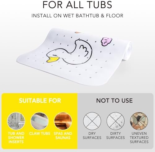 PRATIQUE Kids Bath Mat for Tub Non Slip,40 X 16 Inch Extra Long Kids Bathtub - Image 7