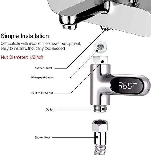 Led Display Water Shower Thermometer Self-Generating Electric Power Monitor - Image 6