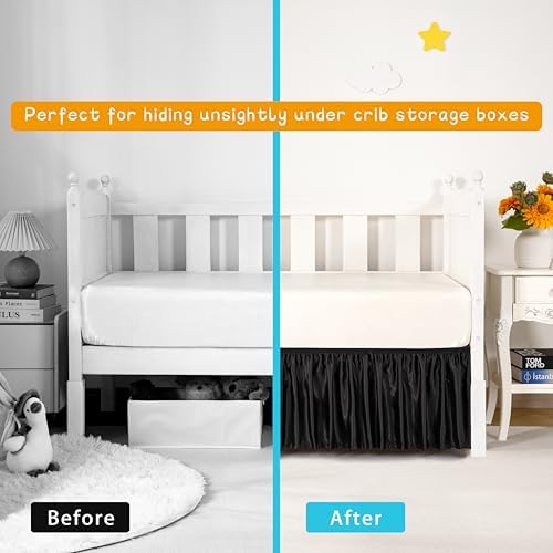 Black Satin Crib Bed Skirt - Image 5