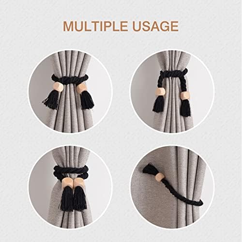 NICEEC 2 Pack Wooden Cube Magnetic Curtain Tiebacks Boho Home Decor Drape Tie - Image 6