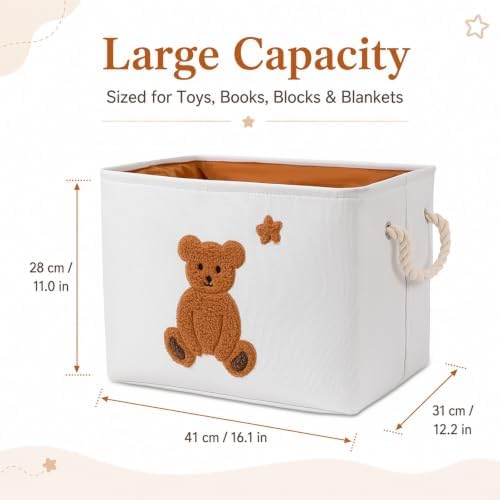 Large Toy Storage Box, Stuffed Animal Storage Baby Toddler Toys Basket Bear - Image 7