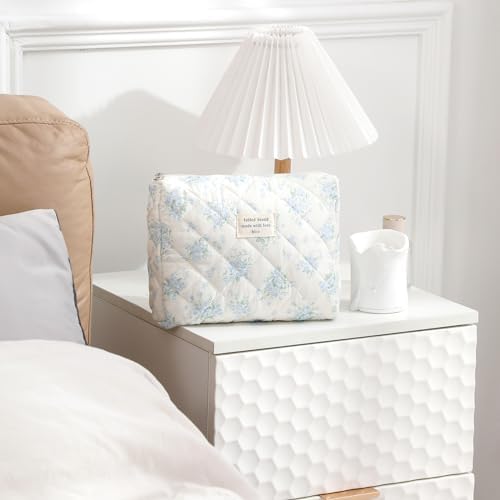 uekeboag 2Pcs Quilted Cotton Makeup Bag, Cosmetic Bag - Image 6
